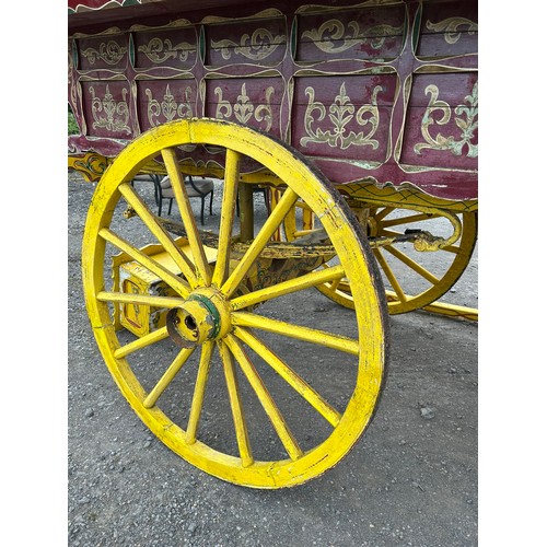 1 - Vintage Romany Gypsy caravan bow top wagon, with original decorative paintwork and fitted interior w... 