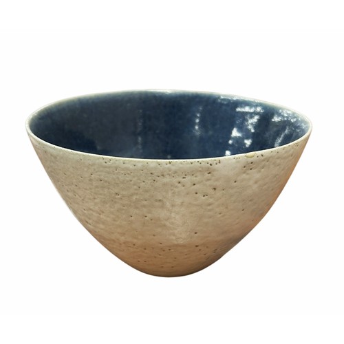 252 - Dame Lucie Rie (1902-1995) - stoneware bowl with blue glazed interior, embossed monogram to base, h ...