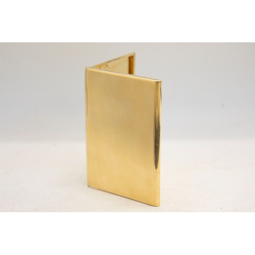 126 - Asprey, London, an 18ct gold engine-turned cigarette case with sliding covers, hallmarks for Asprey ... 