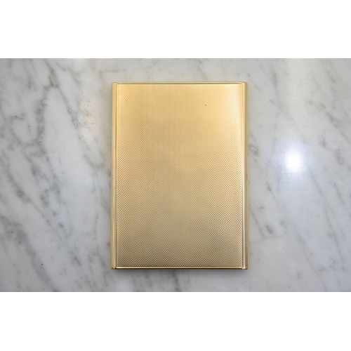 126 - Asprey, London, an 18ct gold engine-turned cigarette case with sliding covers, hallmarks for Asprey ... 