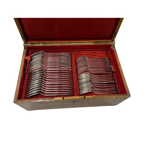 318 - Good quality near complete Odiot French silver three tier canteen of cutlery, golden oak and brass b... 