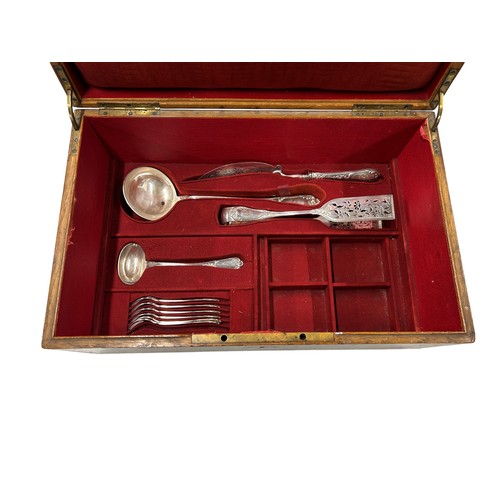 318 - Good quality near complete Odiot French silver three tier canteen of cutlery, golden oak and brass b... 