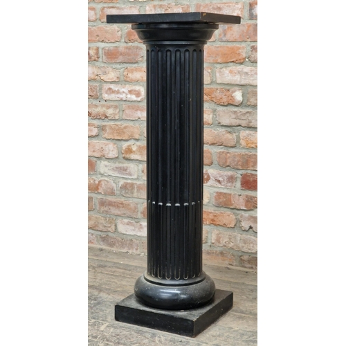 Antique ebonised fluted column pedestal with revolving top, H 108cm x W ...