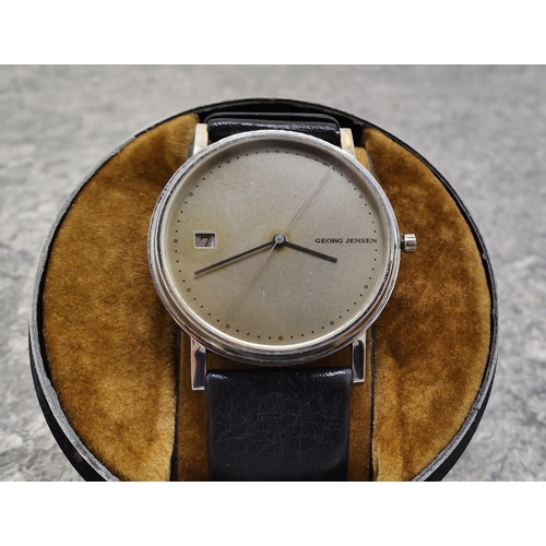 25 - Georg Jensen, a gentleman's stainless steel round quartz wristwatch, Design 345 Jorgen Moller, 'sati... 