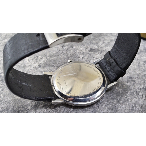 25 - Georg Jensen, a gentleman's stainless steel round quartz wristwatch, Design 345 Jorgen Moller, 'sati... 