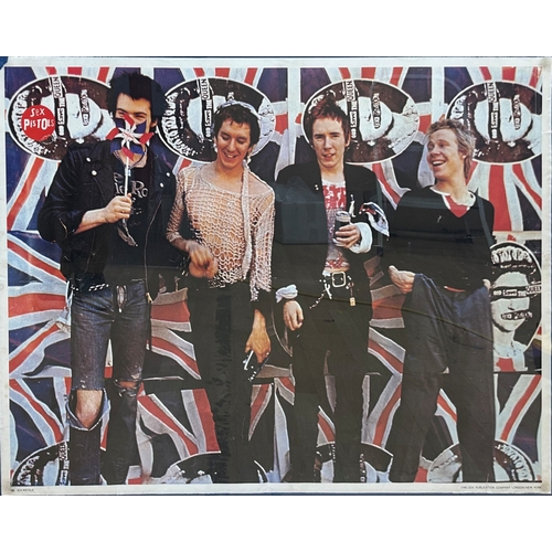 610 - Large Sex Pistols band poster featuring Johnny Rotten, Sid Vicious, Paul Cook and Glen Matlock, publ... 