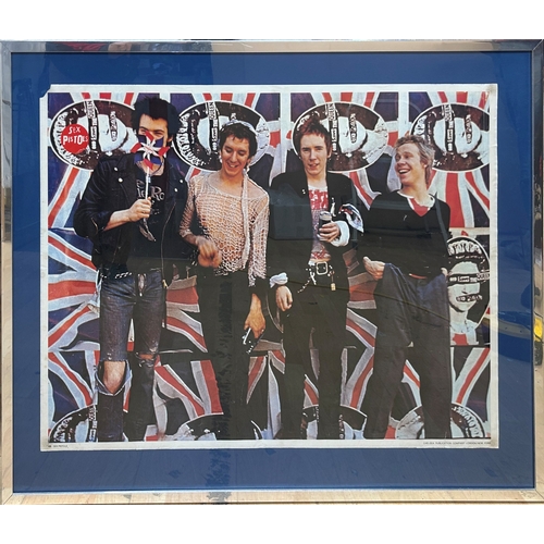 610 - Large Sex Pistols band poster featuring Johnny Rotten, Sid Vicious, Paul Cook and Glen Matlock, publ... 