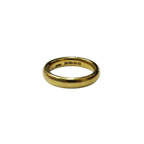 4 - A vintage 22ct gold court-shaped wedding band, hallmarks for Birmingham 1921, 4mm wide, size L+, 7.9... 