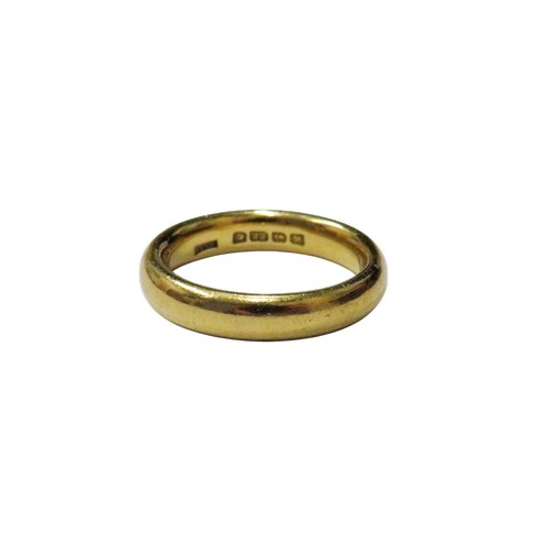 4 - A vintage 22ct gold court-shaped wedding band, hallmarks for Birmingham 1921, 4mm wide, size L+, 7.9... 