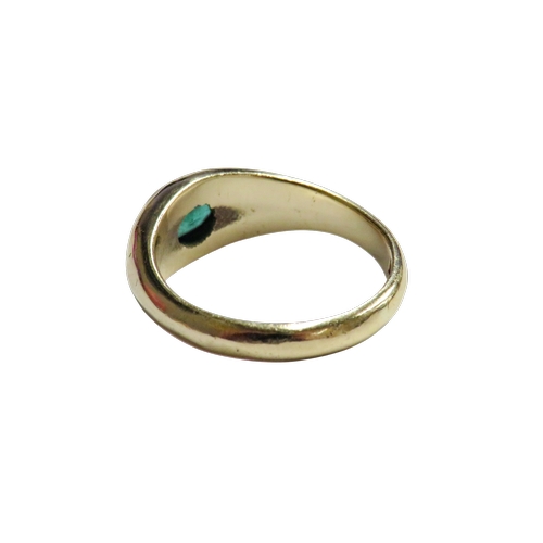 23 - A 9ct gold and oval emerald single stone ring, centred with an oval mixed-cut emerald approx. 0.34ct... 