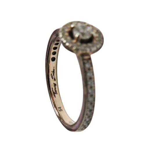 28 - Thomas Sabo, a rose-coloured 925 and cubic zirconia cluster ring, signed and stamped 'AG925', size N... 