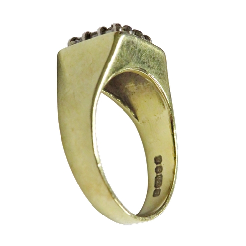 30 - A vintage 18ct gold and small diamond square cluster ring, the nine small round brilliants claw set ... 