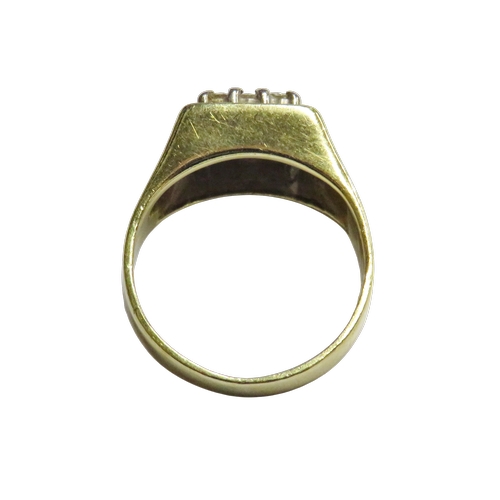 30 - A vintage 18ct gold and small diamond square cluster ring, the nine small round brilliants claw set ... 