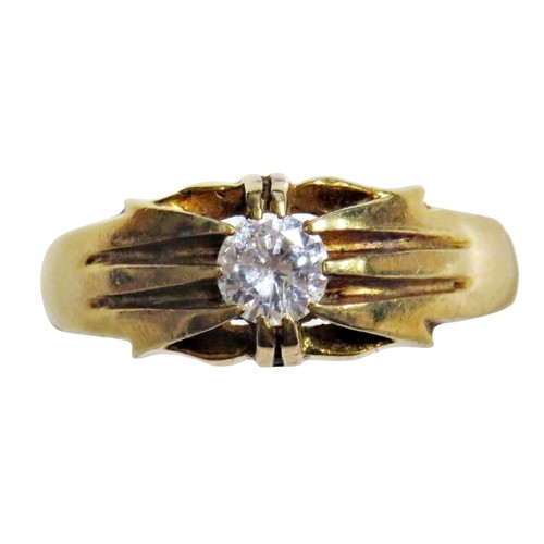 35 - A vintage 18ct gold and diamond solitaire gypsy ring, the round brilliant approx. 0.38cts, claw set ... 