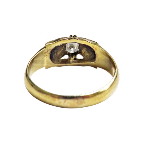 35 - A vintage 18ct gold and diamond solitaire gypsy ring, the round brilliant approx. 0.38cts, claw set ... 