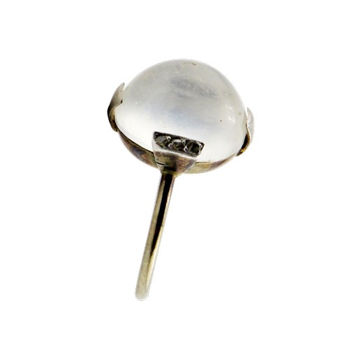 37 - A mid-20th century platinum, moonstone and tiny diamond ring, the oval moonstone measures approx. 13... 