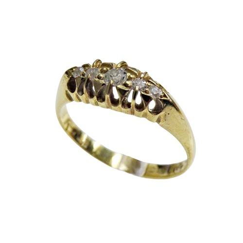 46 - An early 20th century 18ct gold and diamond five stone ring, the old-cut stones approx. 0.16cts tota... 