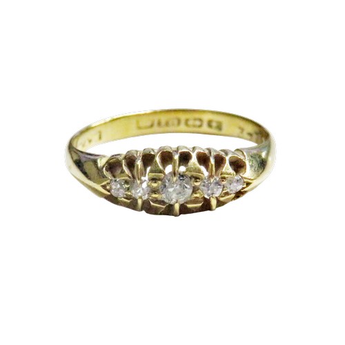 46 - An early 20th century 18ct gold and diamond five stone ring, the old-cut stones approx. 0.16cts tota... 