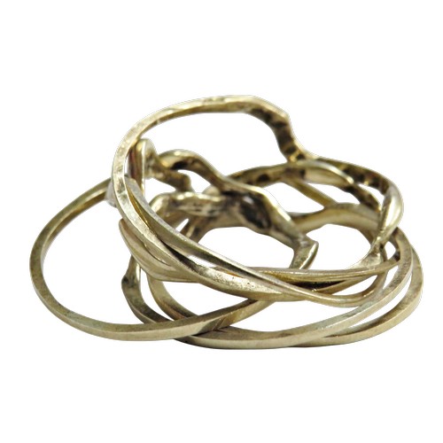 34 - A vintage 9ct gold six-band Celtic puzzle ring, currently separated, marks obscured, 7g gross