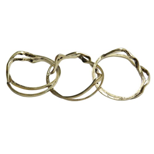 34 - A vintage 9ct gold six-band Celtic puzzle ring, currently separated, marks obscured, 7g gross