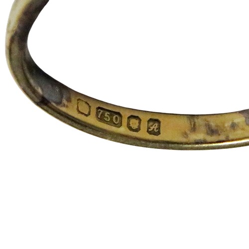 52 - A vintage 18ct gold sapphire and diamond three stone ring, centred with a round mixed-cut green-ish ... 