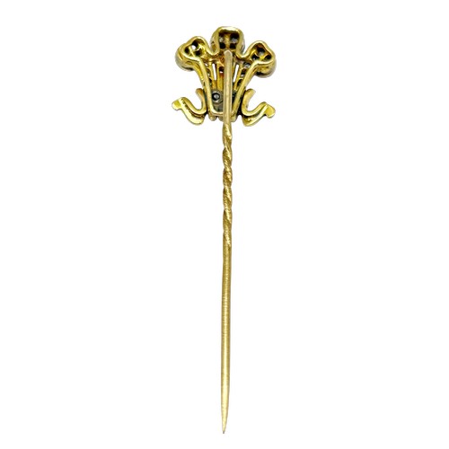 233 - Royal Interest - A late Victorian / Edwardian gold, enamel and gem set Prince of Wales stick pin, se... 