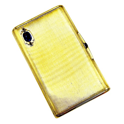 241 - A mid 20th century Continental gold combined cigarette and vesta case, the reeded cover inset with a... 