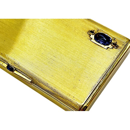 241 - A mid 20th century Continental gold combined cigarette and vesta case, the reeded cover inset with a... 