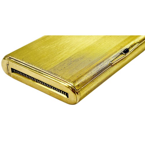 241 - A mid 20th century Continental gold combined cigarette and vesta case, the reeded cover inset with a... 