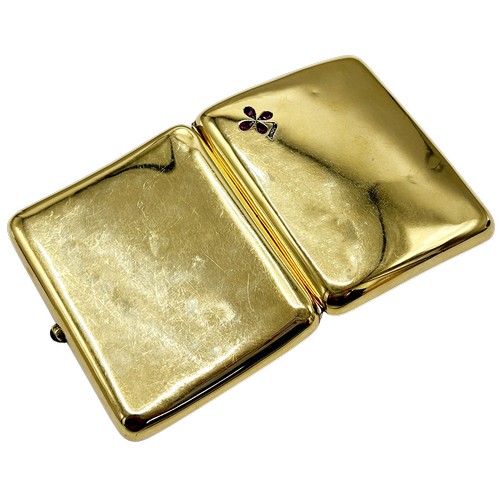 242 - An Edwardian 18ct gold, ruby and diamond concave rectangular cigarette case, with a ruby cabochon th... 