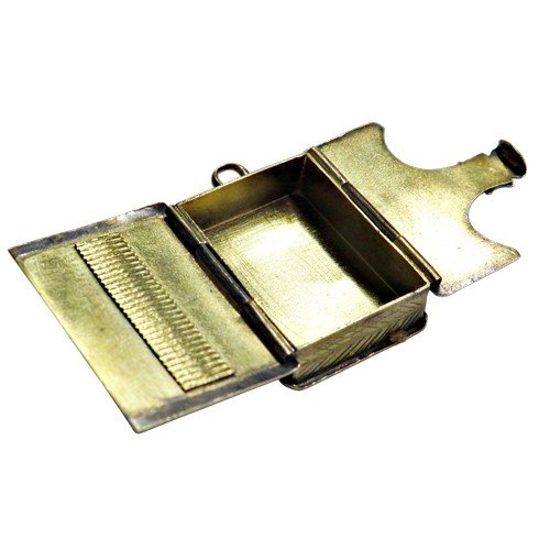 268 - A 19th century gold vesta/or match case in the form of a book, with two hinged covers and engraved w... 