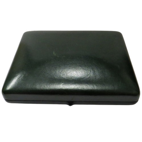 272 - Bulgari, a green leather box/case, with pale-green velvet and silk lined interior, the lid marked 'B... 