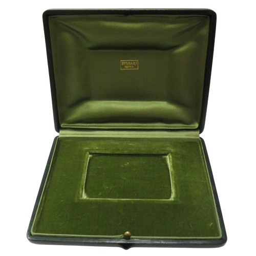 272 - Bulgari, a green leather box/case, with pale-green velvet and silk lined interior, the lid marked 'B... 