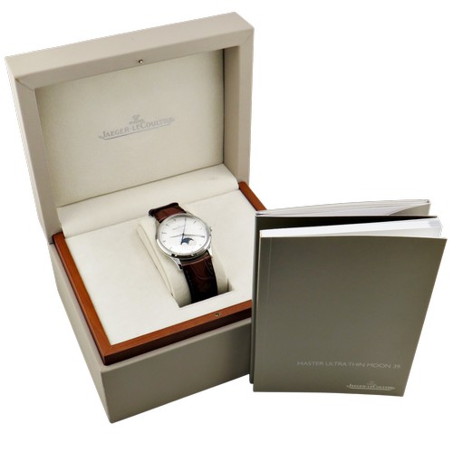 1123 - Jaeger LeCoultre, Master Ultra Thin Moon 39, a gentleman’s stainless steel automatic wrist watch, ci... 