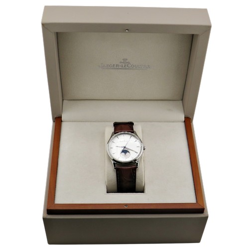 1123 - Jaeger LeCoultre, Master Ultra Thin Moon 39, a gentleman’s stainless steel automatic wrist watch, ci... 