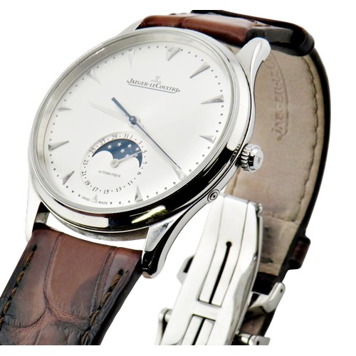 1123 - Jaeger LeCoultre, Master Ultra Thin Moon 39, a gentleman’s stainless steel automatic wrist watch, ci... 