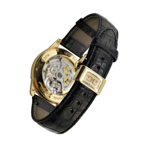 1125 - Glashütte, Senator, Panorama date with moon phase, a gentleman’s 18ct gold wrist watch, signed dark-... 