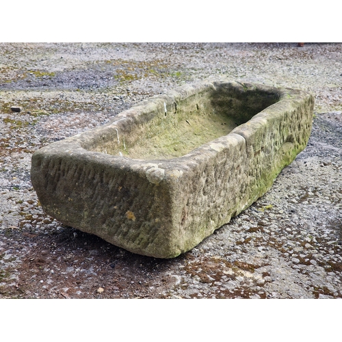 46 - Weathered natural stone trough, H 22cm x W 90cm x D 38cm