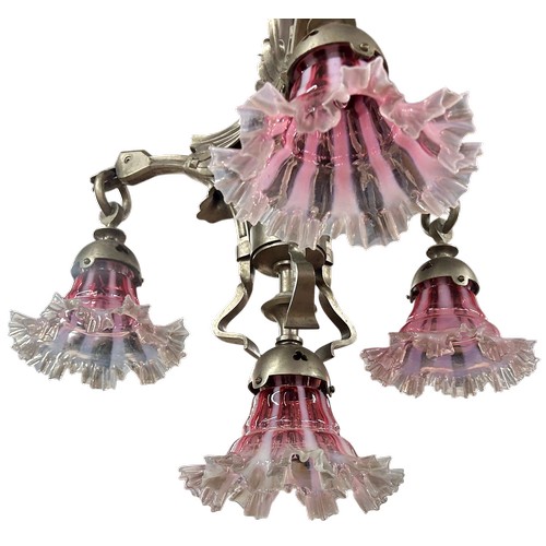 5 - Gustav Gurschner (Austrian, 1873-1970) - A1920's nickel plated brass ceiling light in the form of th... 
