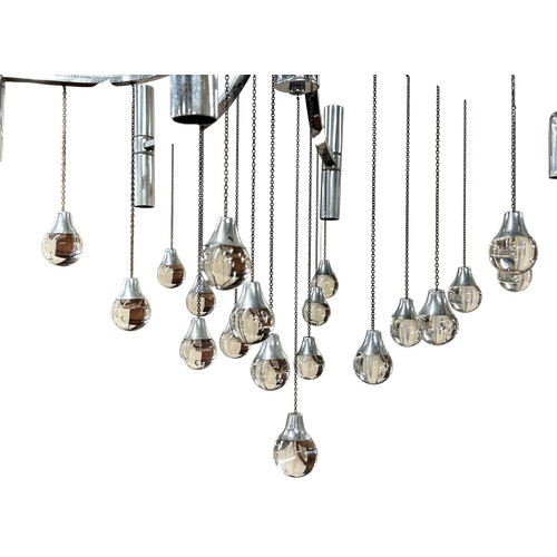60 - Gaetano Sciolari (Italian, 1927–1994) - A mid 20th Century chrome and crystal electrolier, circa 196... 