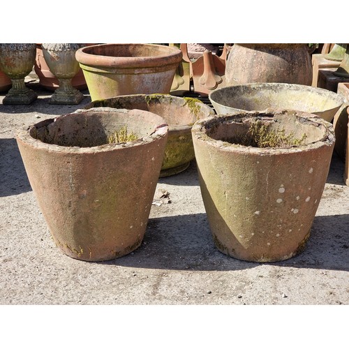 121 - Pair of weathered reconstituted stone terracotta effect tapered planters, H 54cm x W 60cm (2) (AF)