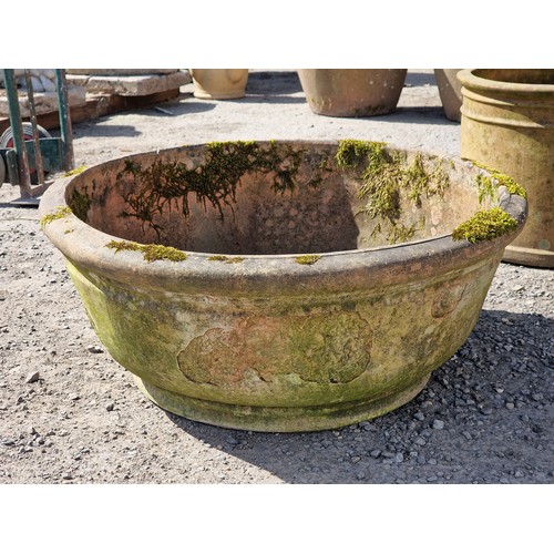 124 - Large weathered terracotta planter, H 34cm x W 84cm