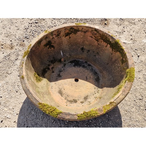 124 - Large weathered terracotta planter, H 34cm x W 84cm