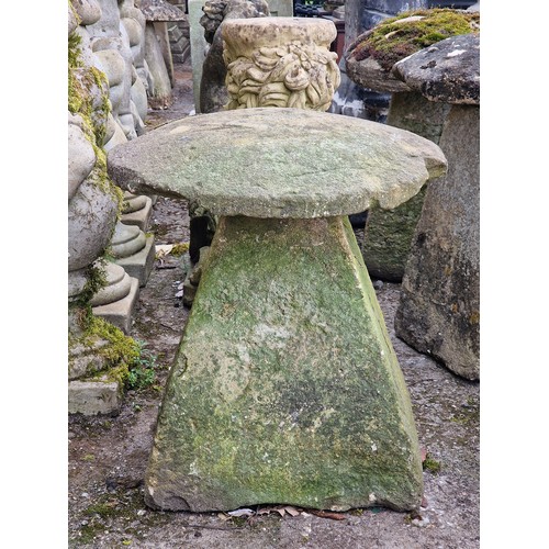 133 - Weathered natural stone staddlestone, H 62cm x W 54cm