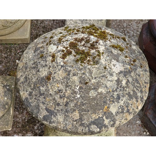 169 - Well weathered reconstituted stone staddlestone, H 59cm x W 60cm