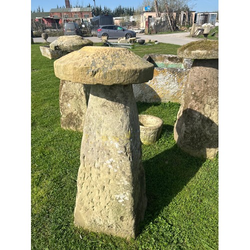 671 - Rare and important set of six tall natural stone staddle stones, the largest 140cm high

Situated at... 