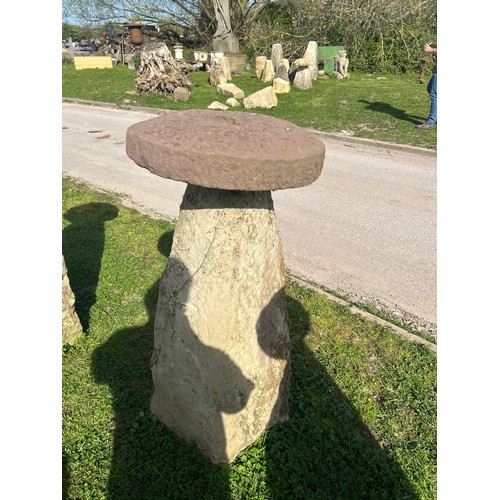 671 - Rare and important set of six tall natural stone staddle stones, the largest 140cm high

Situated at... 