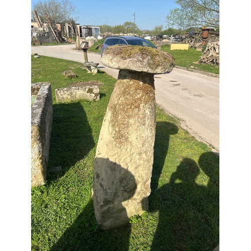 671 - Rare and important set of six tall natural stone staddle stones, the largest 140cm high

Situated at... 