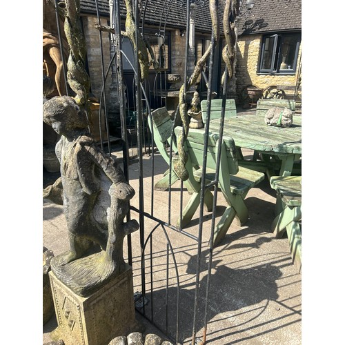 673 - Monumental coated iron gazebo with lancet decorated framework, H 340cm x Dia 406

Situated at Ronson... 