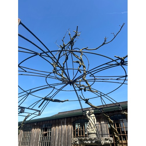 673 - Monumental coated iron gazebo with lancet decorated framework, H 340cm x Dia 406

Situated at Ronson... 